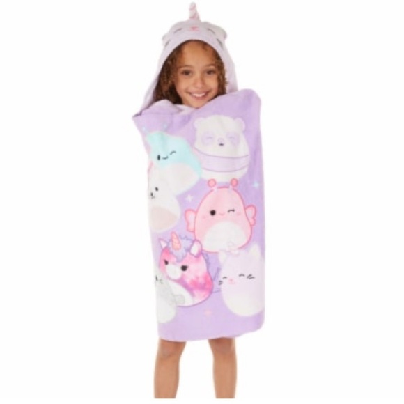 Squishmallows Other - NWT Squishmallow Unicorn Hooded Kids Towel Wrap- Purple 100% Cotton